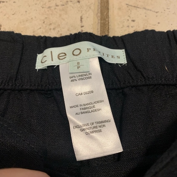 Cleo Petites Black Linen Blend Wide Leg Cropped Pants Size S - Picture 2 of 6